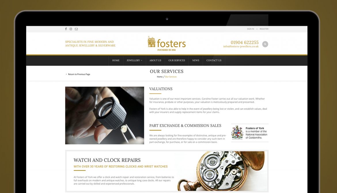 Fosters Jewellery - Website on Tablet