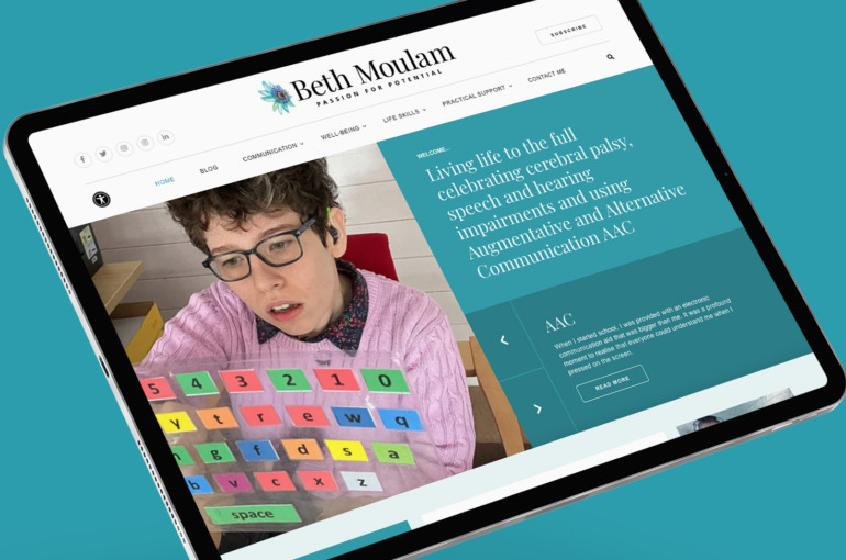 Beth Moulam - new website on tablet